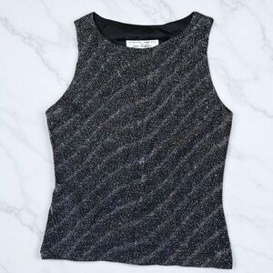 Elegant Andrea Polizzi For Rex Lester VTG y2k sparkly metallic high neck top